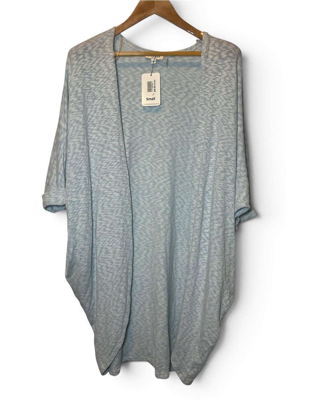 Andree By Unit Light Blue Open Front Draped Cocoon Cardigan Oversized Dolman S